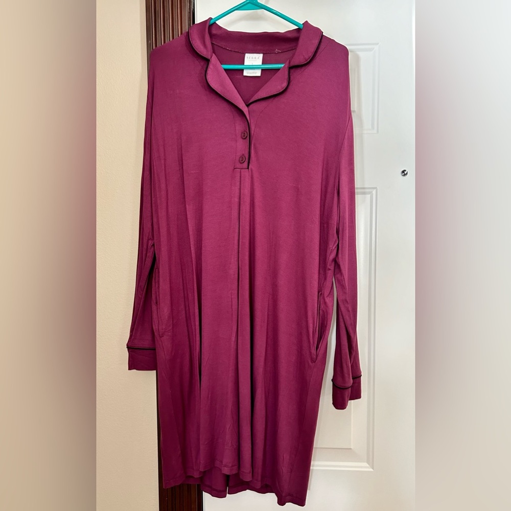 Serra Maternity Nightgown Pockets L NWOT- Berry Long Lounge Sleepwear